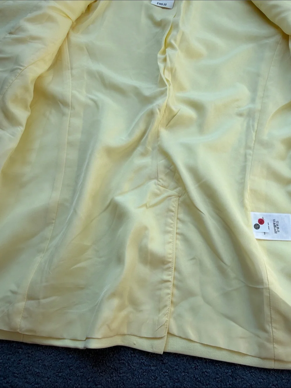 On 34th Light Yellow Single-Button Tailored Blazer